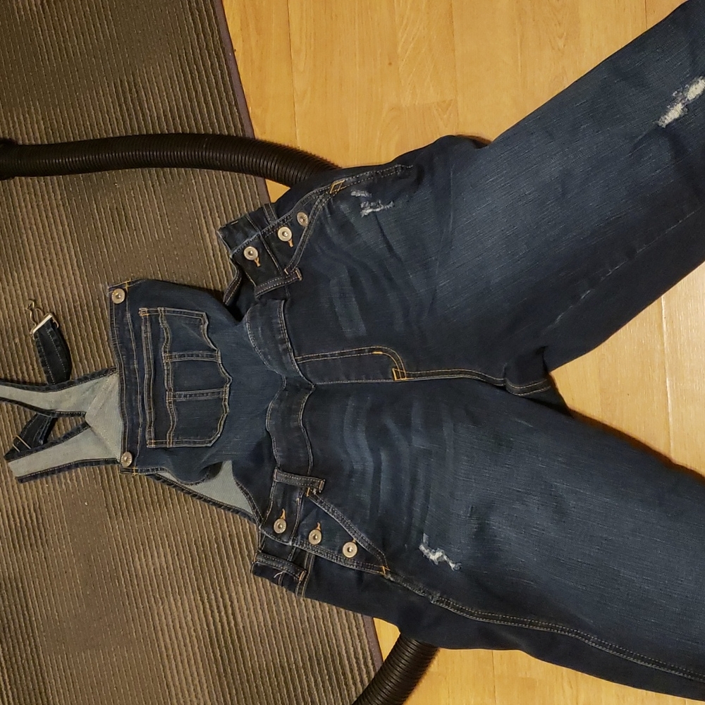 Torrid Vintage Stretch Blue Jean Denim Overalls Distressed Plus Size 14